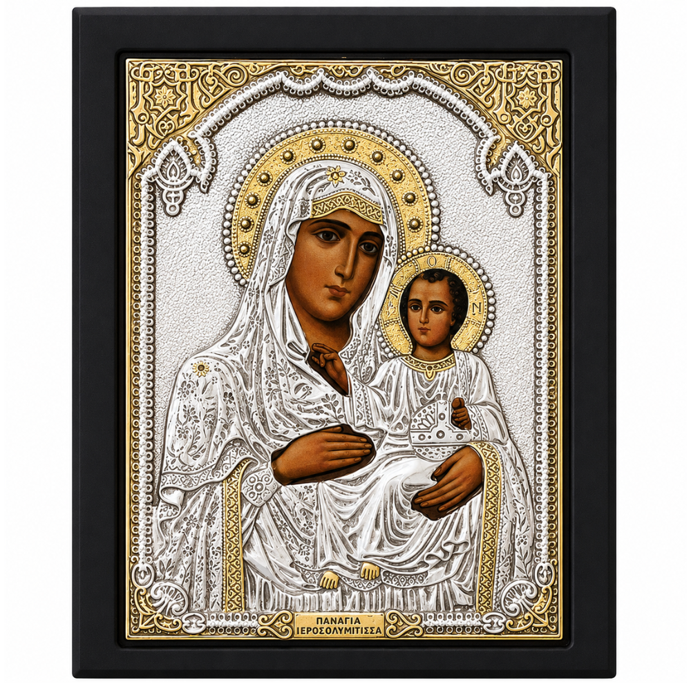 Icoana Maicii Domnului Portarita, Lucrata manual pe lemn de Mahon, Import Athos