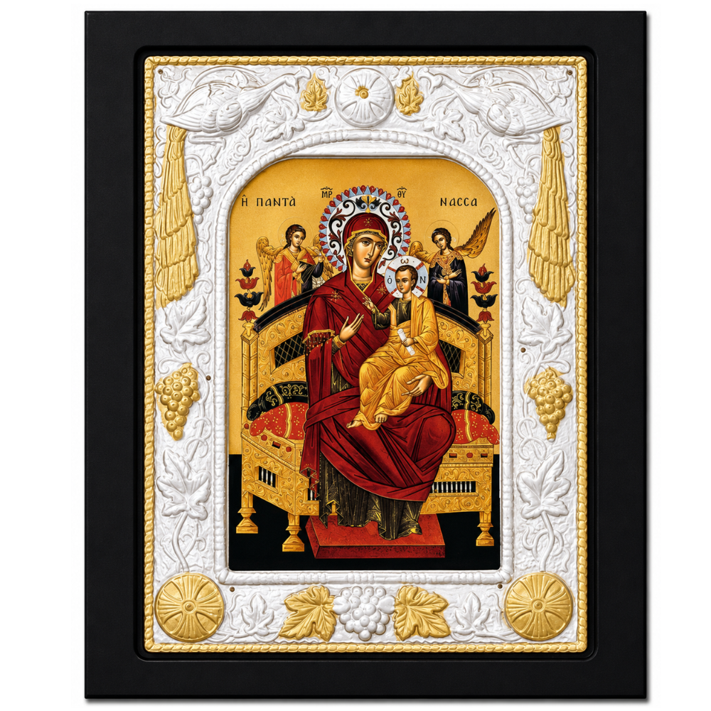 Icoana Maicii Domnului Pantanasa, Lucrata manual pe lemn de Mahon, Import Athos