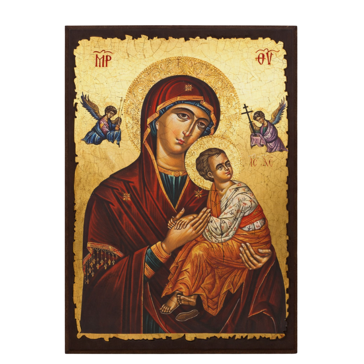 Icoana Mantuitorul Iisus + Icoana Maica Domnului, Lucrate in relif pe lemn de Mahon, Import Athos