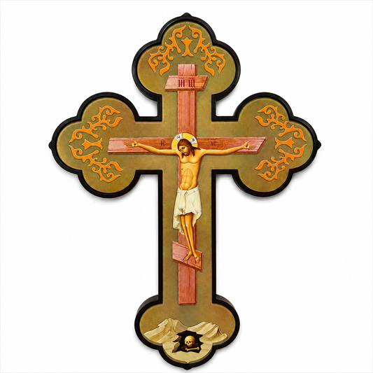Cruce Ortodoxa din Lemn de Frasin de la Muntele Athos, Pentru perete – 30 cm