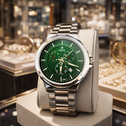 Ceas Barbatesc Deluxe Green Chrono, Otel Inoxidabil, Design Luxury Impact