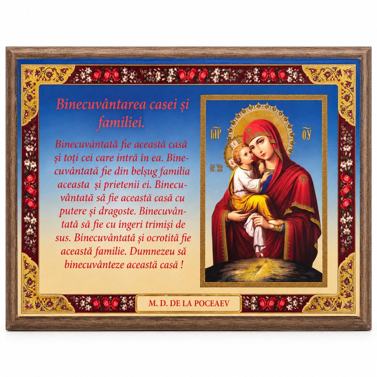 Icoană cu Rugăciunea pentru Binecuvântarea Casei și Familiei, 23x33 cm – Maica Domnului de la Poceaev