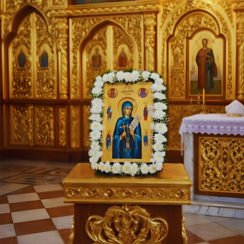 Icoana pe Lemn Fond Auriu – Sfanta Cuvioasa Parascheva de la Iași 22x30 cm – Ocrotitoare a Moldovei si a Tarii Romanesti