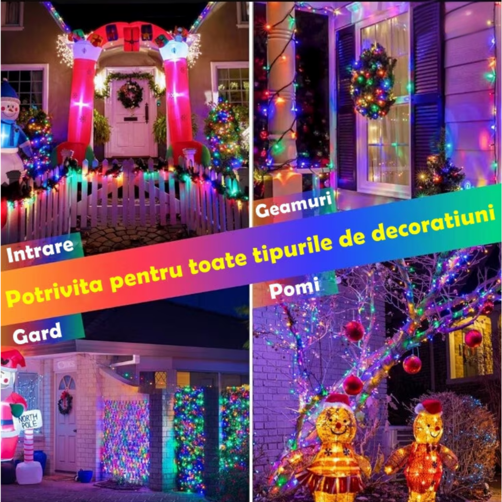 Instalatie Rola Multicolor 100m, 1000 led, Rezistenta la precipitatii IP44
